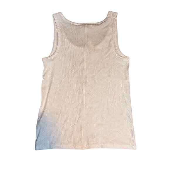 Madewell White Ribbed Scoop Neck Tank Top Size M NWT Modal Blend - Picture 6 of 8